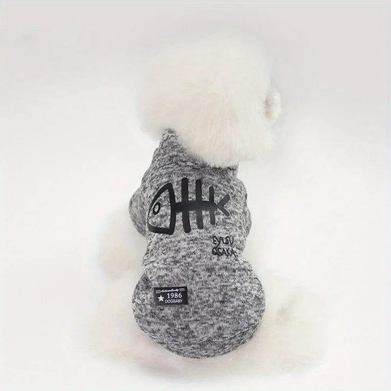 Cat Dog Costume for Medium Dog Cat, Cute Fish Bone Soft Knit Dog Vest, Autumn Warm Dog Jacket, Pet Supplies Windproof Pomeranian