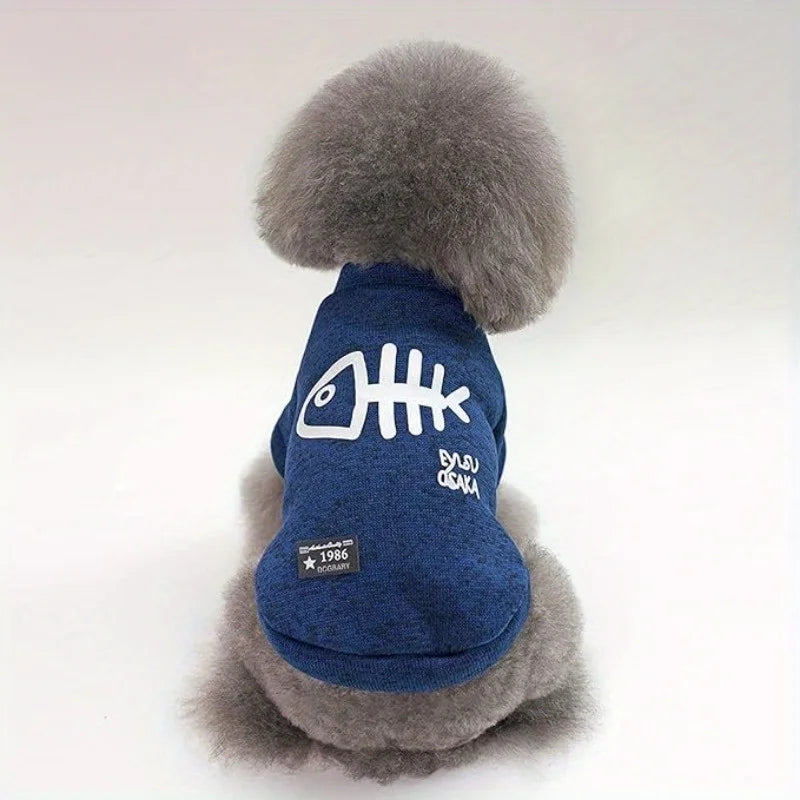 Cat Dog Costume for Medium Dog Cat, Cute Fish Bone Soft Knit Dog Vest, Autumn Warm Dog Jacket, Pet Supplies Windproof Pomeranian