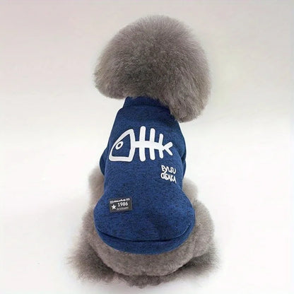 Cat Dog Costume for Medium Dog Cat, Cute Fish Bone Soft Knit Dog Vest, Autumn Warm Dog Jacket, Pet Supplies Windproof Pomeranian