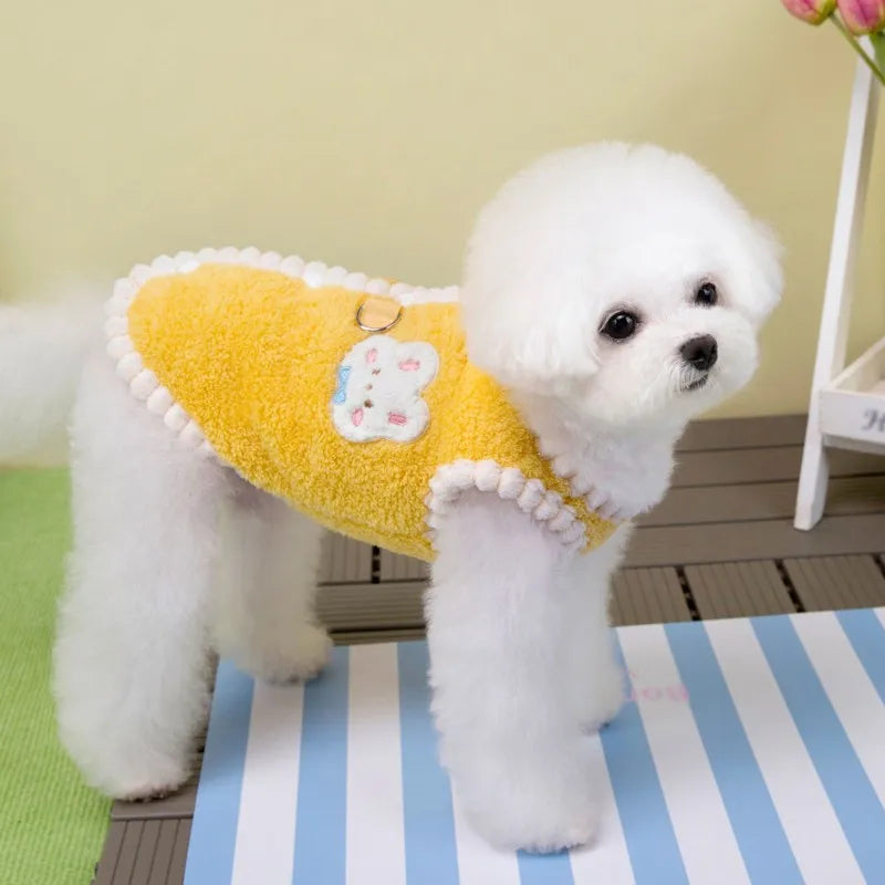 Winter Dog Clothes Cute Dog Jacket Coat with D-Ring Soft Fleece Warm Vest for Dogs Cats Puppy Sweater Dachshund Pet Vest Coat