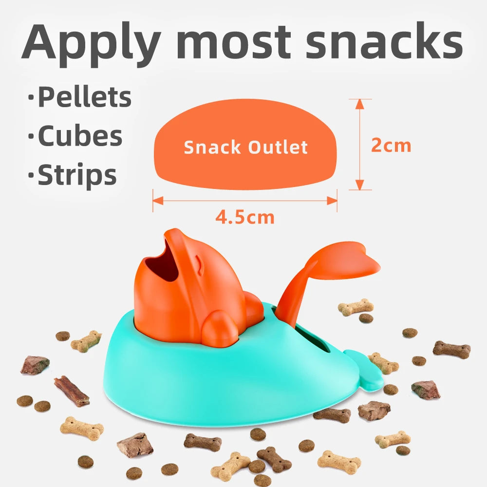 Dog Toy Treat Dispenser Interactive Puppy Launcher Cute Whale Shape Slow Feeder IQ Puzzle Training Toys for Small Large Dogs Cat