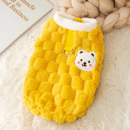 Winter Dog Clothes Cute Dog Jacket Coat with D-Ring Soft Fleece Warm Vest for Dogs Cats Puppy Sweater Dachshund Pet Vest Coat