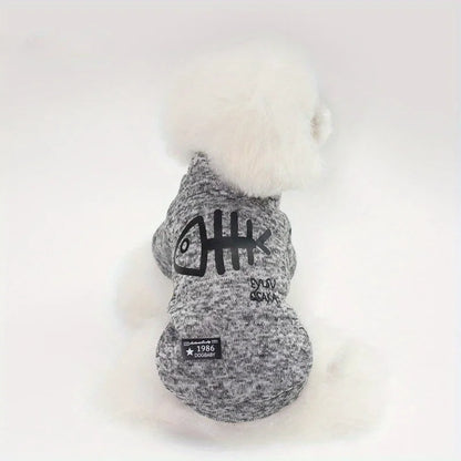 Cat Dog Costume for Medium Dog Cat, Cute Fish Bone Soft Knit Dog Vest, Autumn Warm Dog Jacket, Pet Supplies Windproof Pomeranian