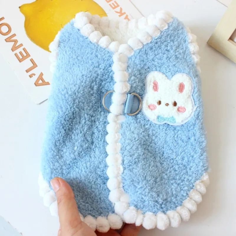 Winter Dog Clothes Cute Dog Jacket Coat with D-Ring Soft Fleece Warm Vest for Dogs Cats Puppy Sweater Dachshund Pet Vest Coat