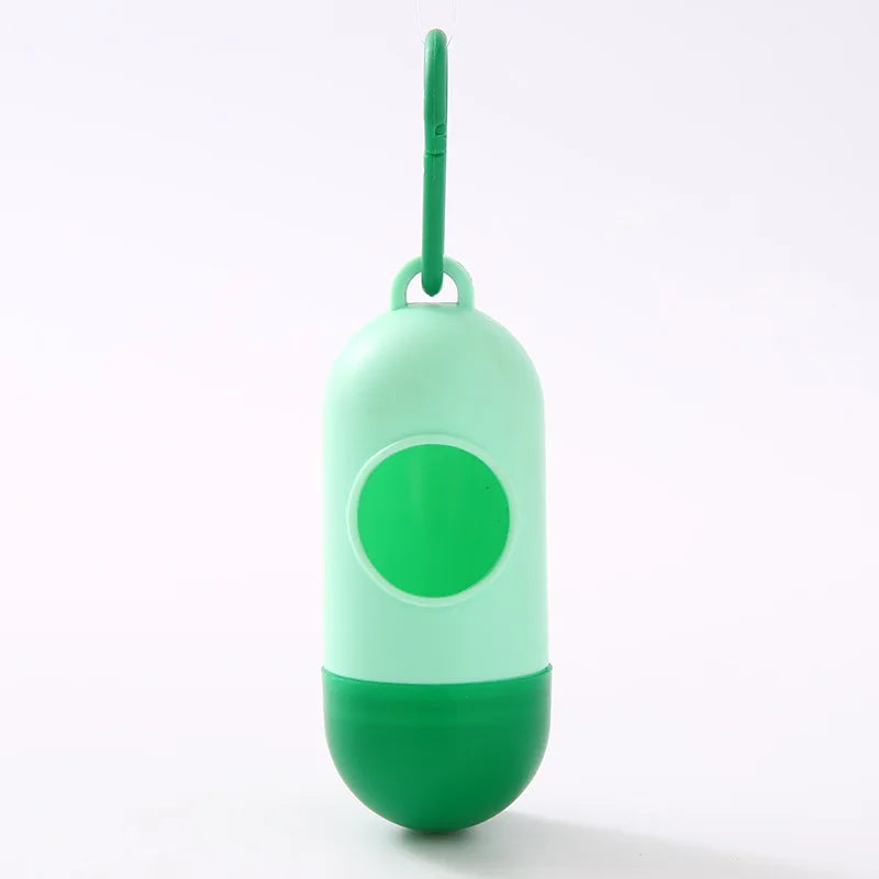 Portable Pet Waste Bag Dispenser Pill Shape Bullet-Shaped Garbage Box Cats Dogs Poop Extractive Clean-up Bags Outside Walking