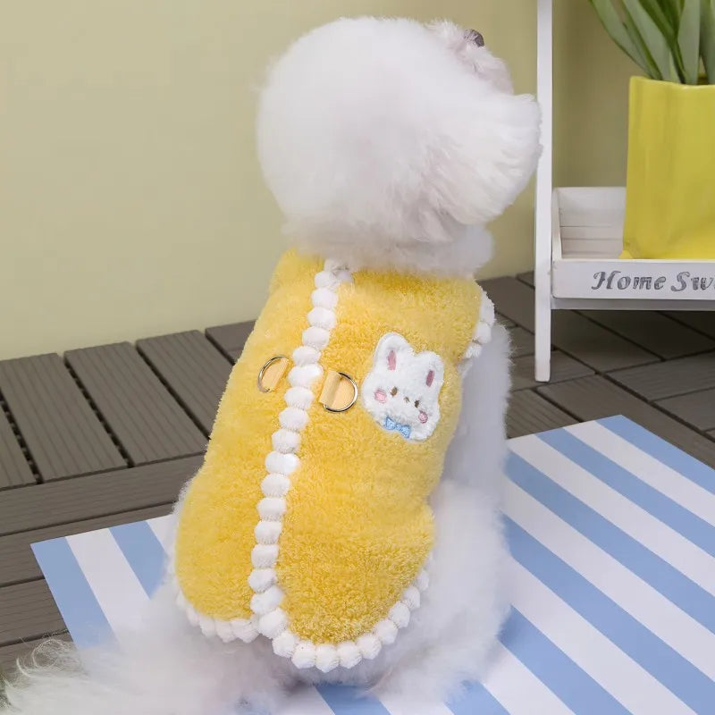 Winter Dog Clothes Cute Dog Jacket Coat with D-Ring Soft Fleece Warm Vest for Dogs Cats Puppy Sweater Dachshund Pet Vest Coat