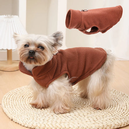 Fleece Dog Jacket Autumn Winter Clothes For Small Medium Dogs Cat Vest With D-ring Warm Puppy Sweater French Bulldog Pet Coat