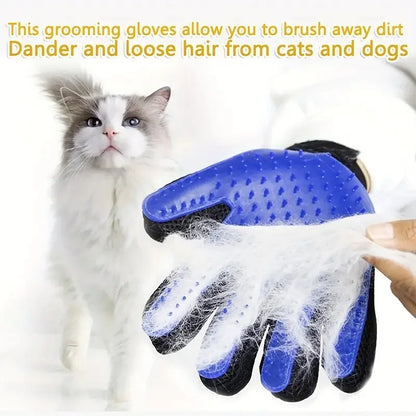 2-In-1 Pet Grooming Gloves, 2-Pack Dog and Cat Hair Removal and Massage Brushes - Hair Removal Gloves