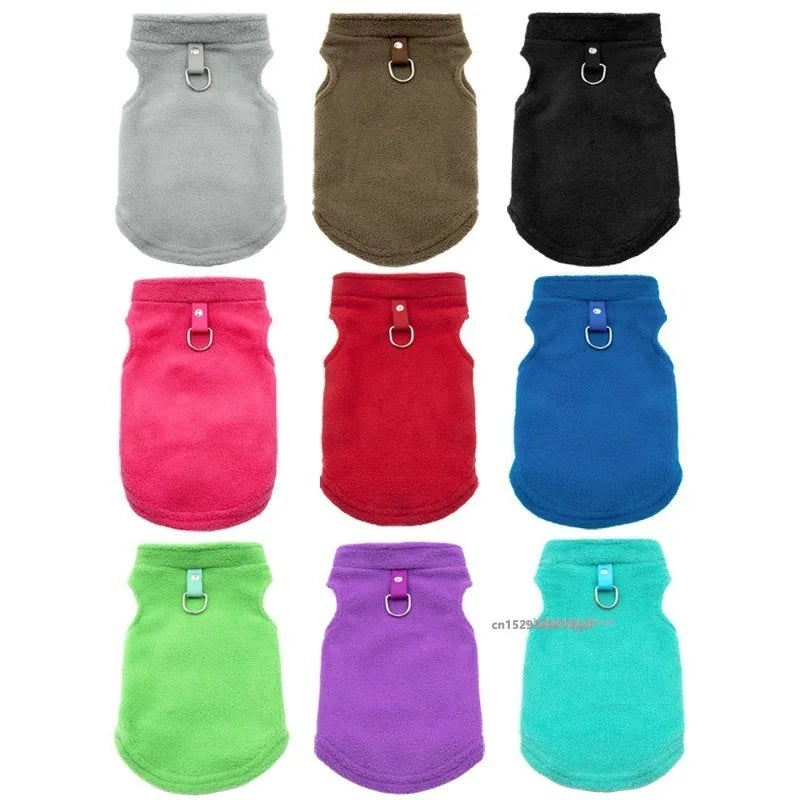 Dog Sweater Cat Fleece Vest Soft Dog Jacket with Leash D-Ring Winter Warm Coat Puppy Clothes for Dogs Cats Chihuahua Apparel