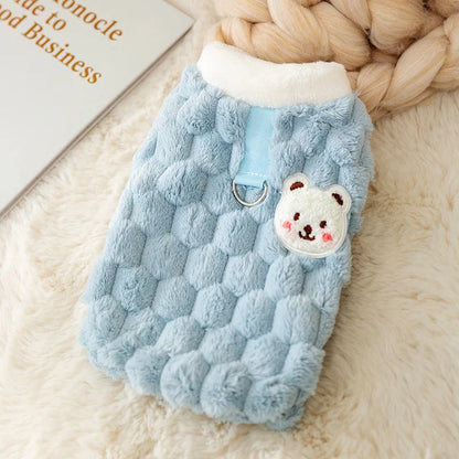 Winter Dog Clothes Cute Dog Jacket Coat with D-Ring Soft Fleece Warm Vest for Dogs Cats Puppy Sweater Dachshund Pet Vest Coat