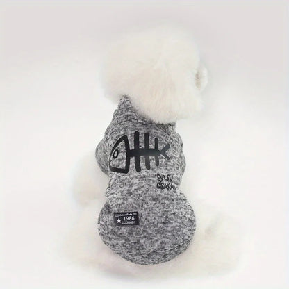 Cat Dog Costume for Medium Dog Cat, Cute Fish Bone Soft Knit Dog Vest, Autumn Warm Dog Jacket, Pet Supplies Windproof Pomeranian