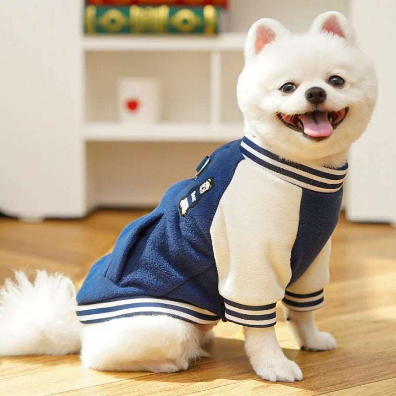 Winter Pet Dog Baseball Clothes Fashion Dog Jacket Coat Bear Print Puppy Hoodie Cute Soft Cat Overcoat Pet Jacket Bichon Apparel