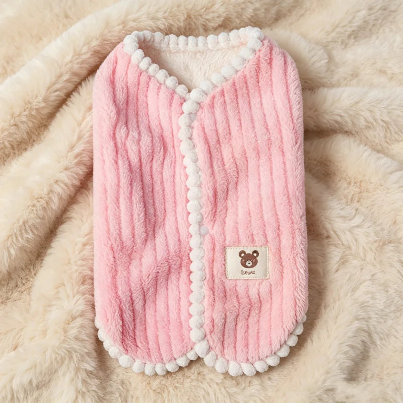 Winter Dog Clothes Cute Dog Jacket Coat with D-Ring Soft Fleece Warm Vest for Dogs Cats Puppy Sweater Dachshund Pet Vest Coat