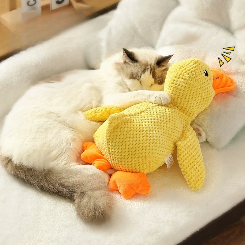Duck dog toy plush chew resistant durable dog toy with quacking sound teeth grinding relief soft companion for small large dog