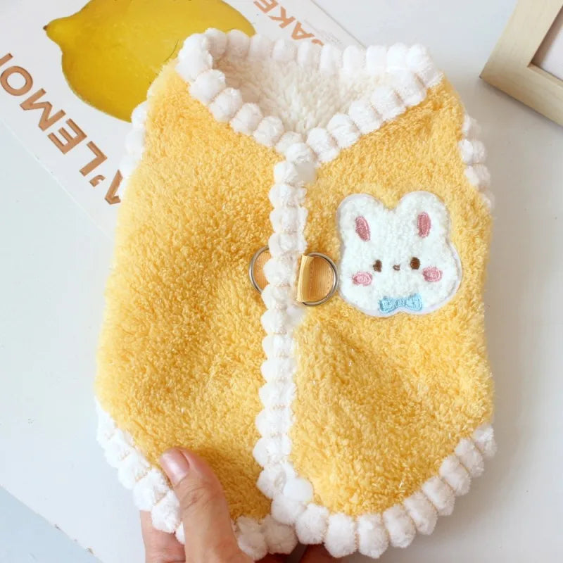 Winter Dog Clothes Cute Dog Jacket Coat with D-Ring Soft Fleece Warm Vest for Dogs Cats Puppy Sweater Dachshund Pet Vest Coat