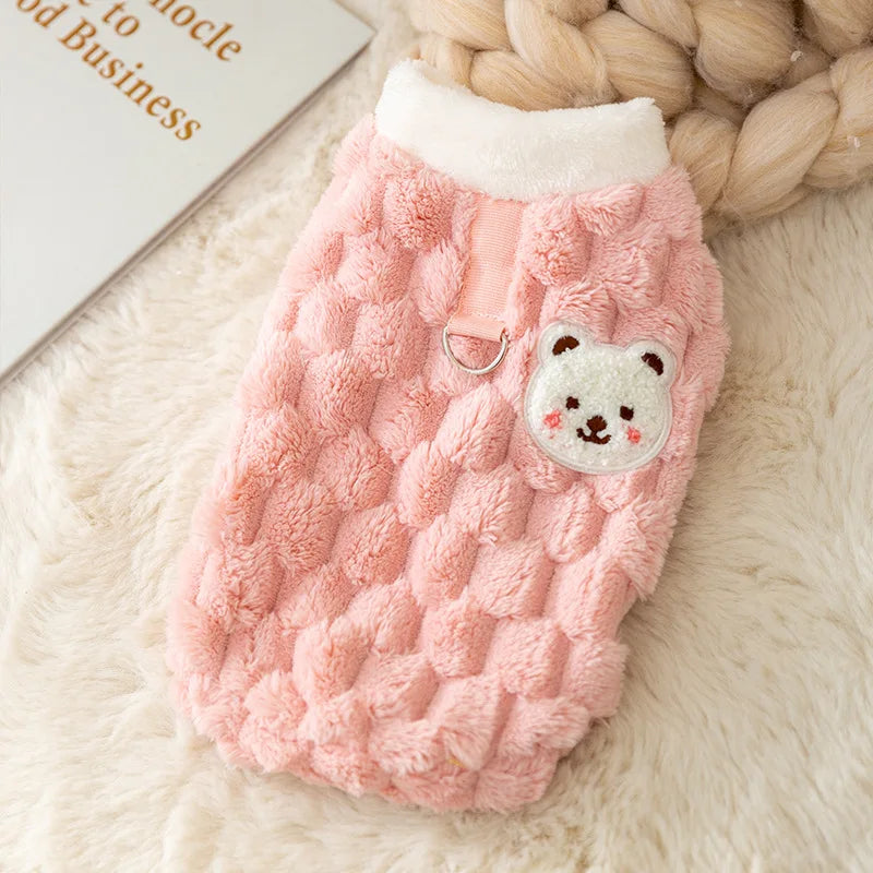 Winter Dog Clothes Cute Dog Jacket Coat with D-Ring Soft Fleece Warm Vest for Dogs Cats Puppy Sweater Dachshund Pet Vest Coat