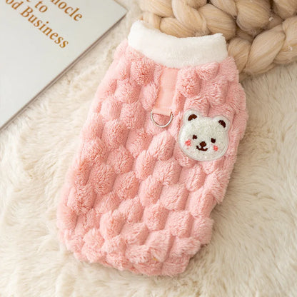 Winter Dog Clothes Cute Dog Jacket Coat with D-Ring Soft Fleece Warm Vest for Dogs Cats Puppy Sweater Dachshund Pet Vest Coat