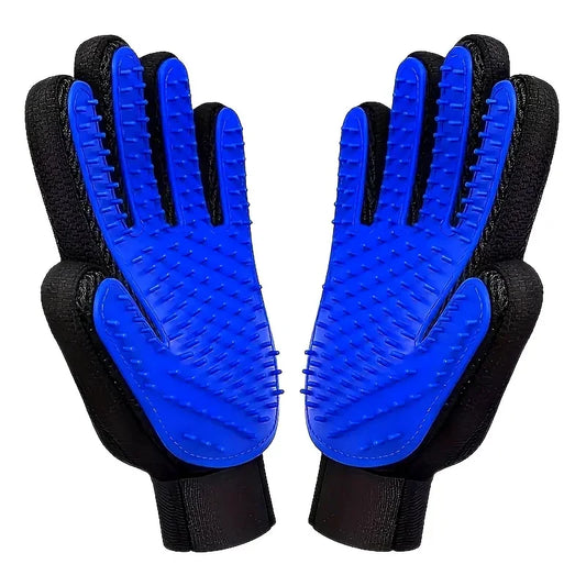 2-In-1 Pet Grooming Gloves, 2-Pack Dog and Cat Hair Removal and Massage Brushes - Hair Removal Gloves