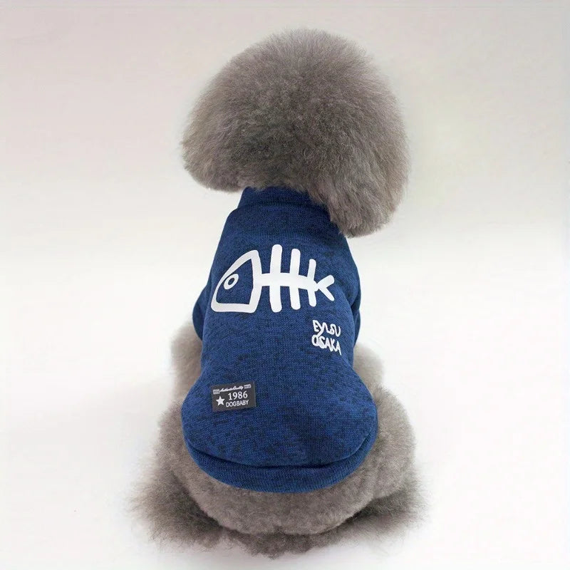 Cat Dog Costume for Medium Dog Cat, Cute Fish Bone Soft Knit Dog Vest, Autumn Warm Dog Jacket, Pet Supplies Windproof Pomeranian