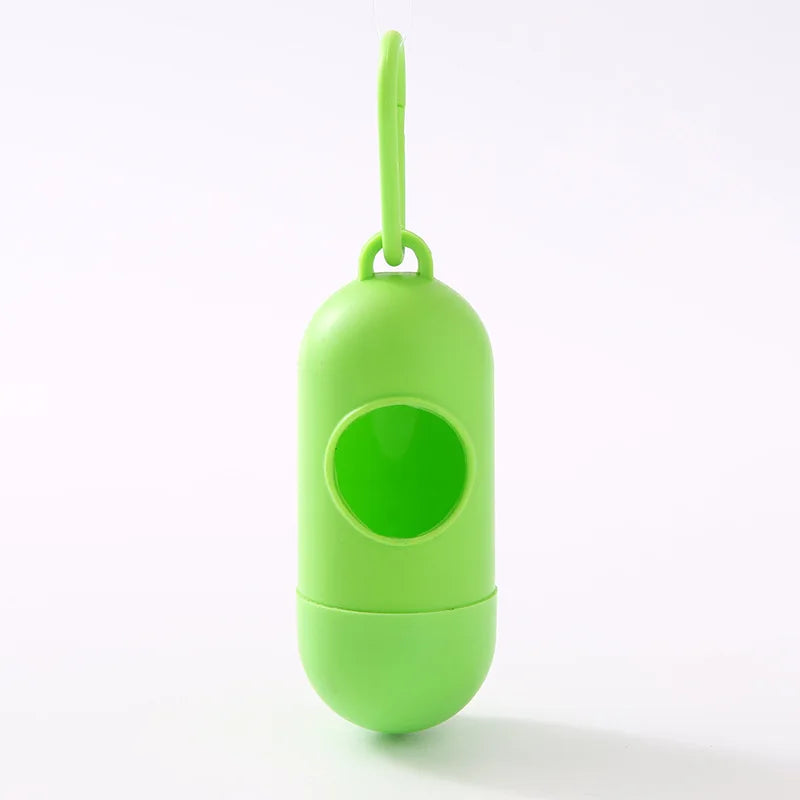 Portable Pet Waste Bag Dispenser Pill Shape Bullet-Shaped Garbage Box Cats Dogs Poop Extractive Clean-up Bags Outside Walking
