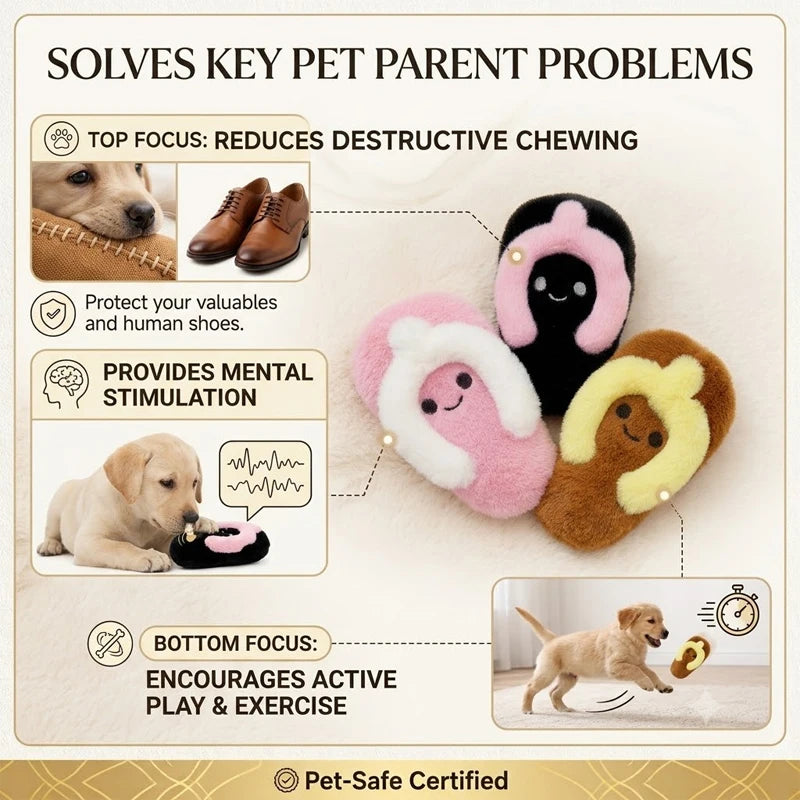 SlipperShaped Dog Chew Toy Interactive Dogs Sound Toy Puppy Molar Cleaning Teeth Plush Slipper Relieve Boredom Indoor Pets Toys