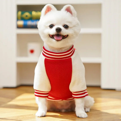 Winter Pet Dog Baseball Clothes Fashion Dog Jacket Coat Bear Print Puppy Hoodie Cute Soft Cat Overcoat Pet Jacket Bichon Apparel